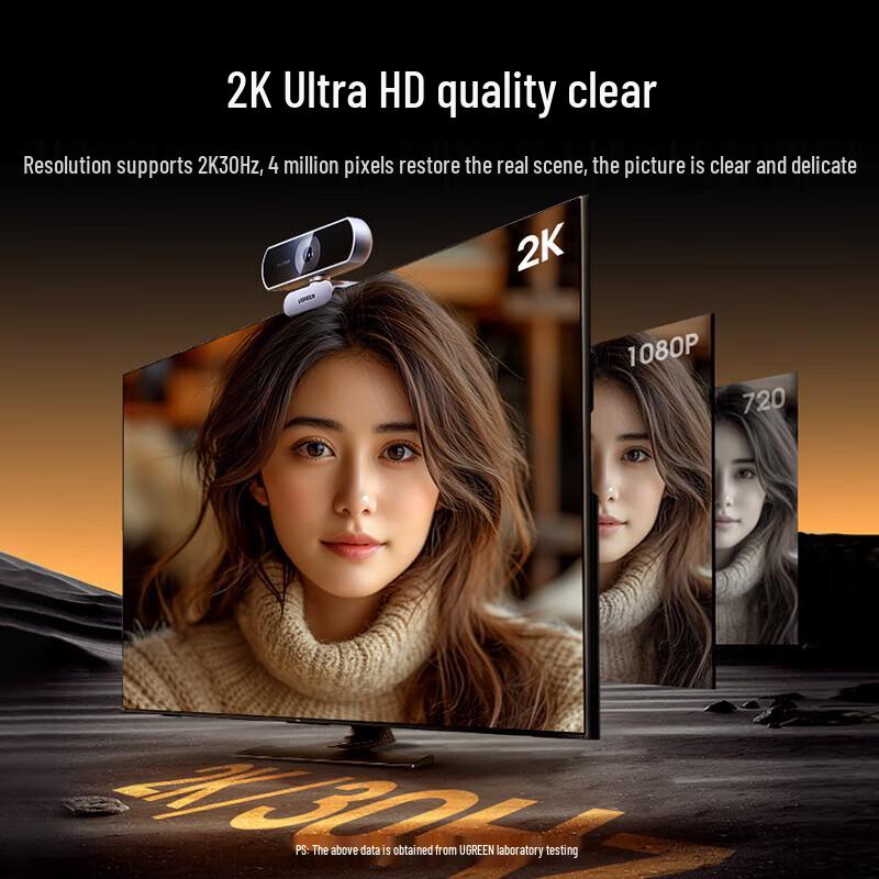 Ugreen 2K HD USB Webcam with Autofocus and Dual Mics