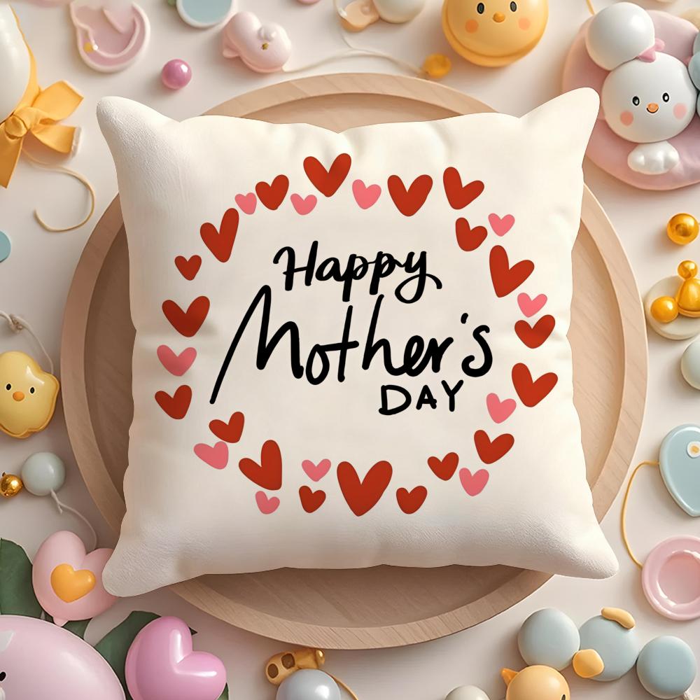 Mother'S Day Cushion Cover Plush Fabric Soft Double-Sided Printed Sofa Warm Winter Home Gift Pillow Case