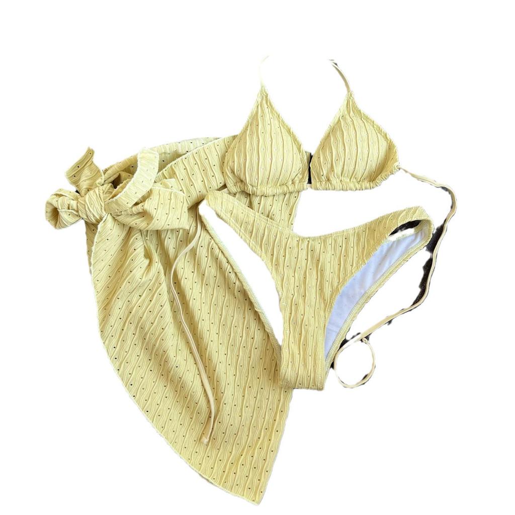2025 European & American Backless Three-Piece Tie-Up Swimsuit