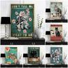 Cat Floral Leaf Wine Prints Poster, Animals Plant Art Canvas Painting, Vintage Cute Funy Home Restaurant Bedroom Kids Room Decor Gift No Frame