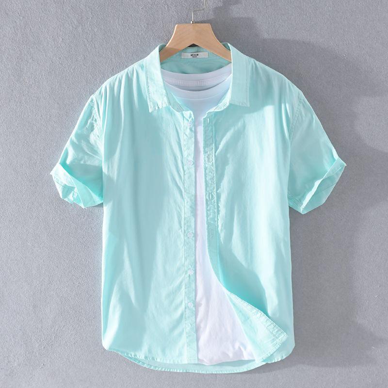 Men's Summer Loose-Fit Cotton Linen Shirt - Japanese Style, Casual Short Sleeve