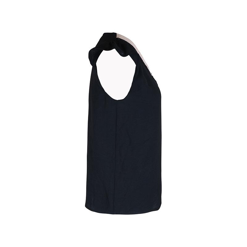 Summer Women's T-shirt Fashion Sleeveless Temperament Elegant Colorblocking V-Neck Tops