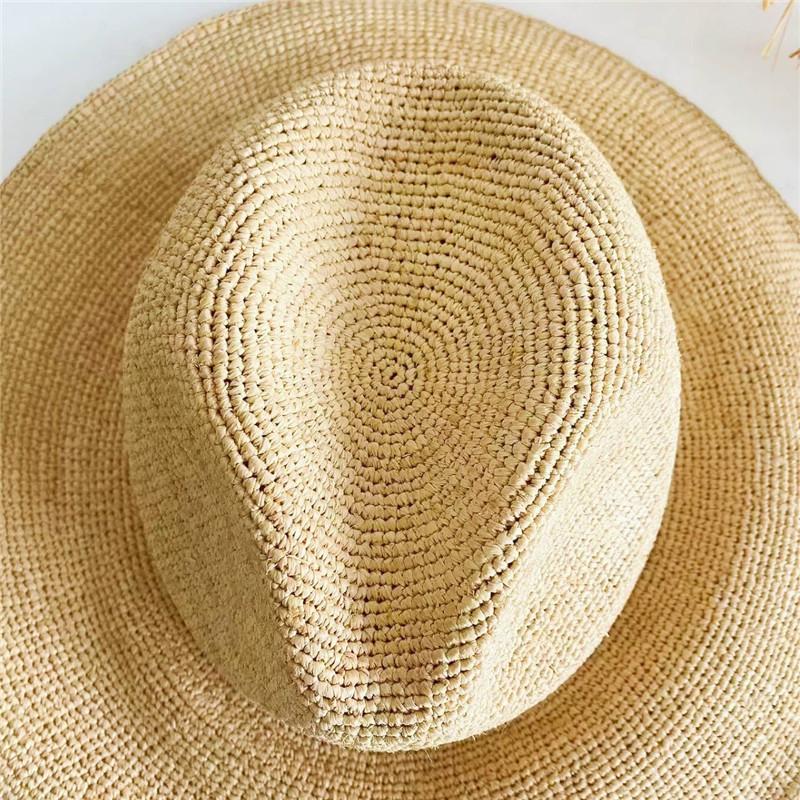 202604-YL ins schicker Sommer handgefertigt Raffiagras klassisch einfarbig Fedora Kappe Herren Damen Panama Jazz Outdoorhut