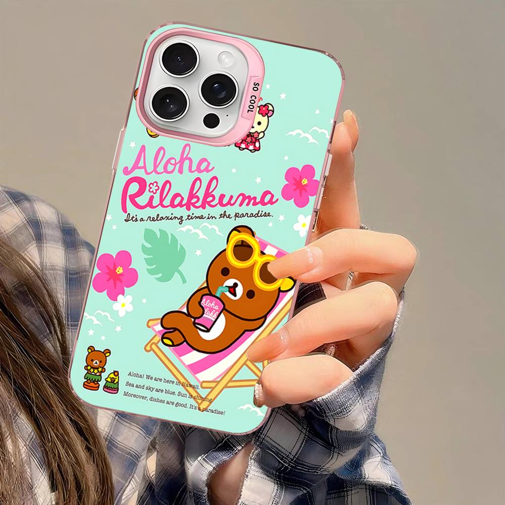 Cute Rilakkuma Bear Phone Case For IPhone 17 16 15 14 13 12 11 Pro MAX Matte Shockproof Back Anti Fall Matte Cover