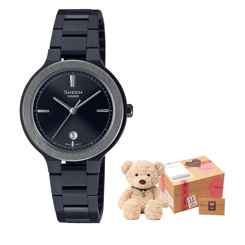 Casio SHEEN Quartz Movement Stainless Steel Strap Watch Women's Watch Black Dial SHE-4559BD-1AUPR