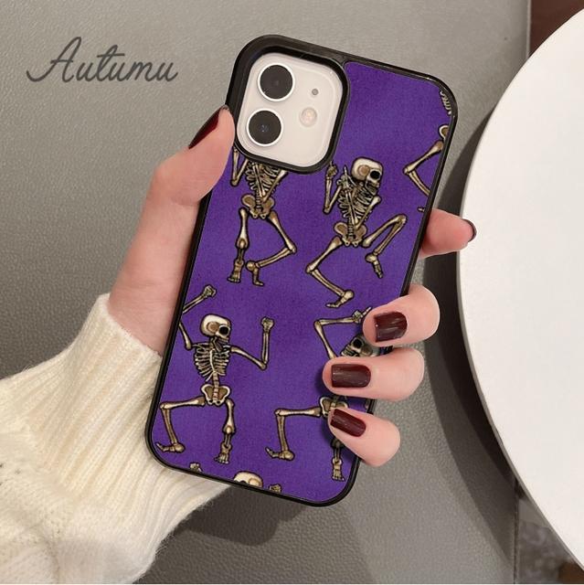 Straszna Czaszka Śmieszny Taniec Szkielet Etui na Telefon dla iPhone 11 12 13 14 Pro Max mini XR XS SE 2020 6S 7 8 Plus Samsung S21 S22 Pokrowiec