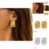 18k Gold Titanium Steel Geometric Irregular Textured Earrings For Stylish Commuters