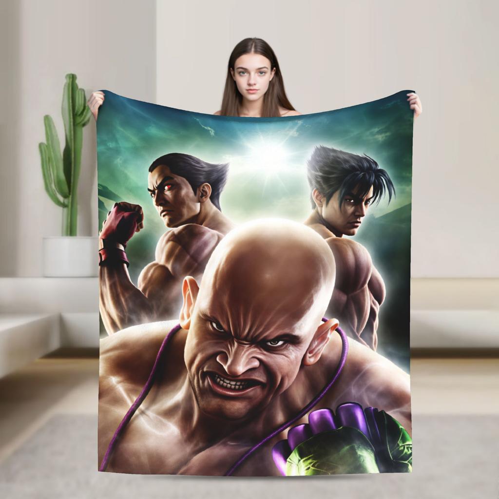 Super Soft Blanket Picnic Tekken Throw Blanket Flannel Bedspread For Couch Chair Aesthetic Sofa Bed Cover