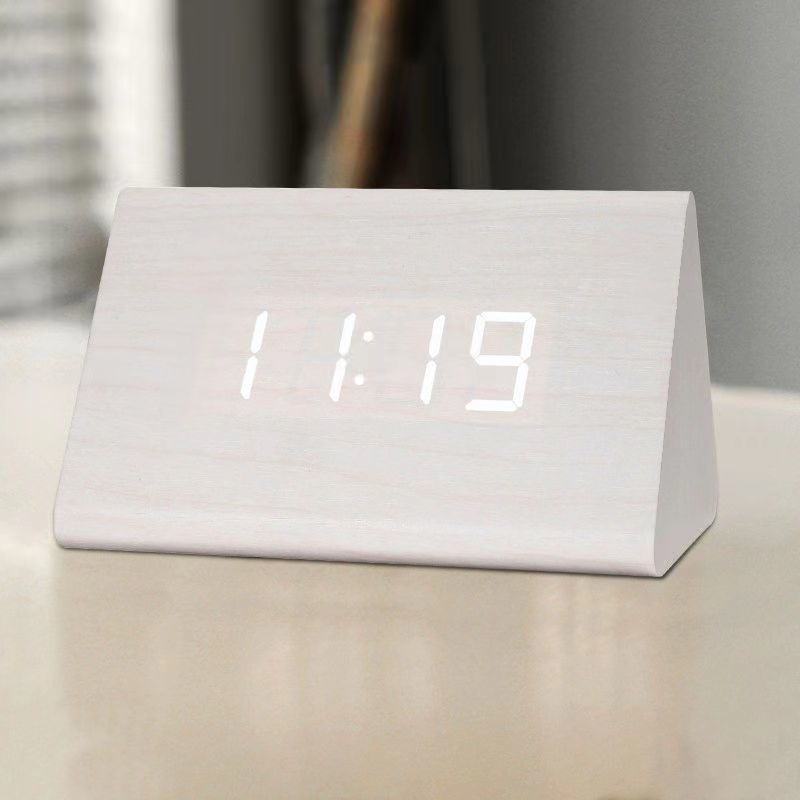 Creative Wooden Alarm Clock Simple Retro Clock Silent Luminous Student Bedside Multifunction Nordic Station Clock Electronic Clock