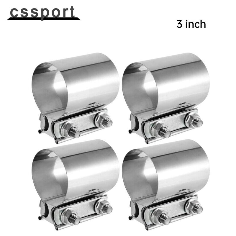 4/8pcs 3 Inch Butt Joint Exhaust Band Clamp Muffler Sleeve Coupler Stainless Steel