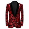PYJTRL Herremote Gylden skinnende paljett blomstermønster dressjakke blazer