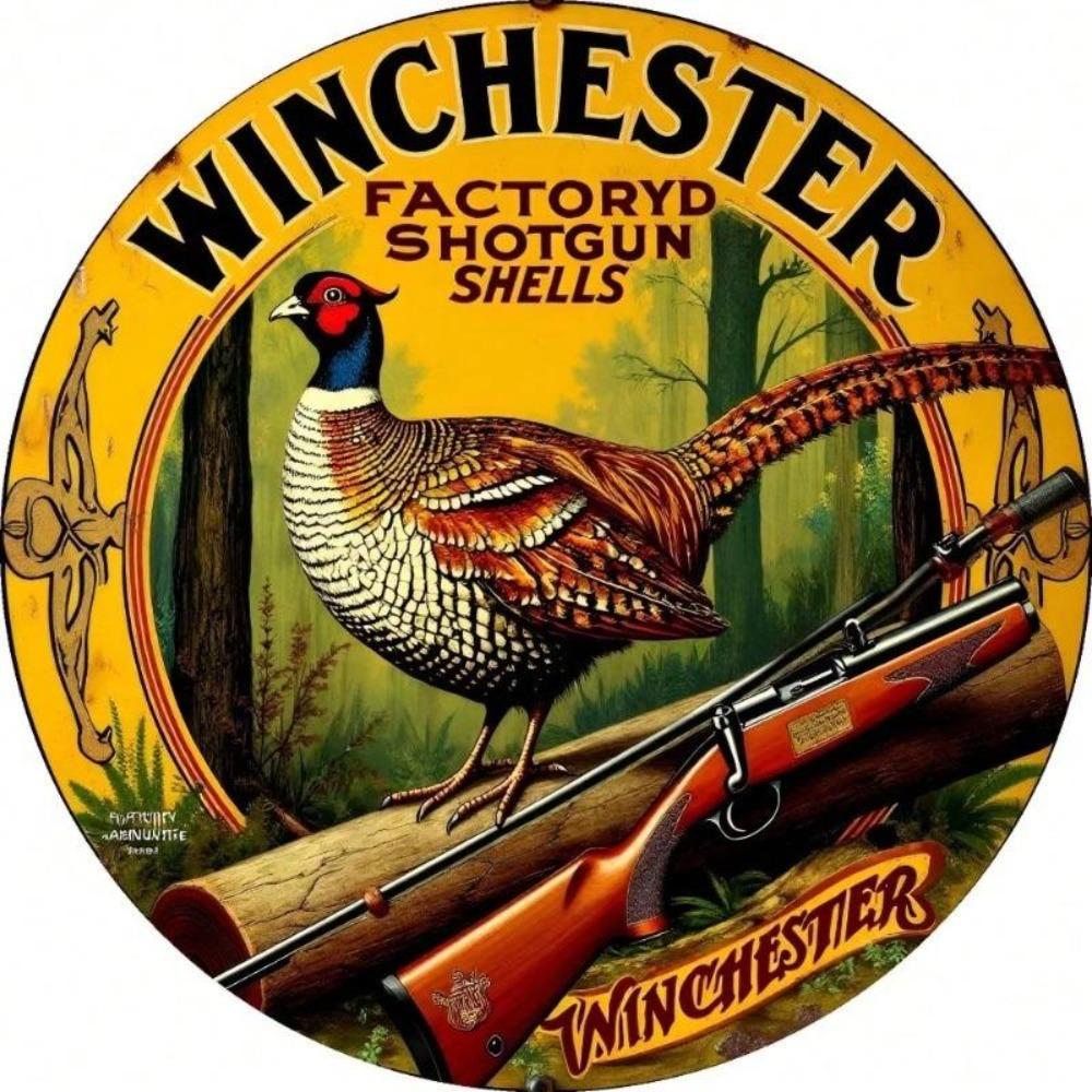 Letrero Metálico Vintage de Lata Cartuchos de Escopeta Winchester Arte de Pared Decoración de Cocina Bar