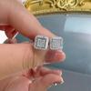 Square Double Layer Iced Out Moissanite Stud Earrings Copper Hip Hop Jewelry For Men Women