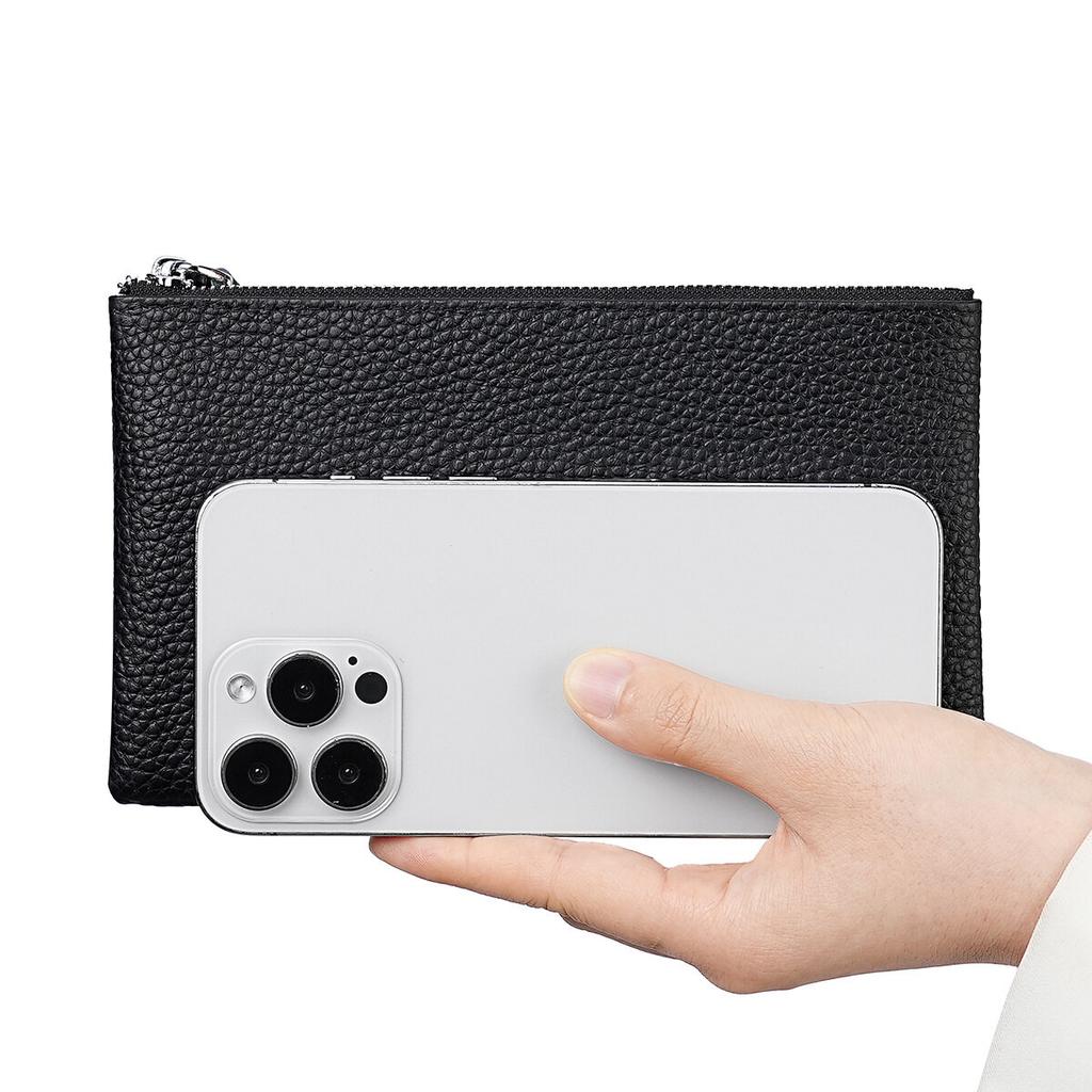 Womens Top Grain Leather Wristlet Clutch Phone Holder Long Wallet Purse Zipper Hand Bag