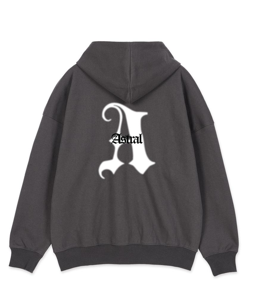 Astral Projection Astral A Oversized Wide Shoulder Zip-Up Hoodie_Charcoal