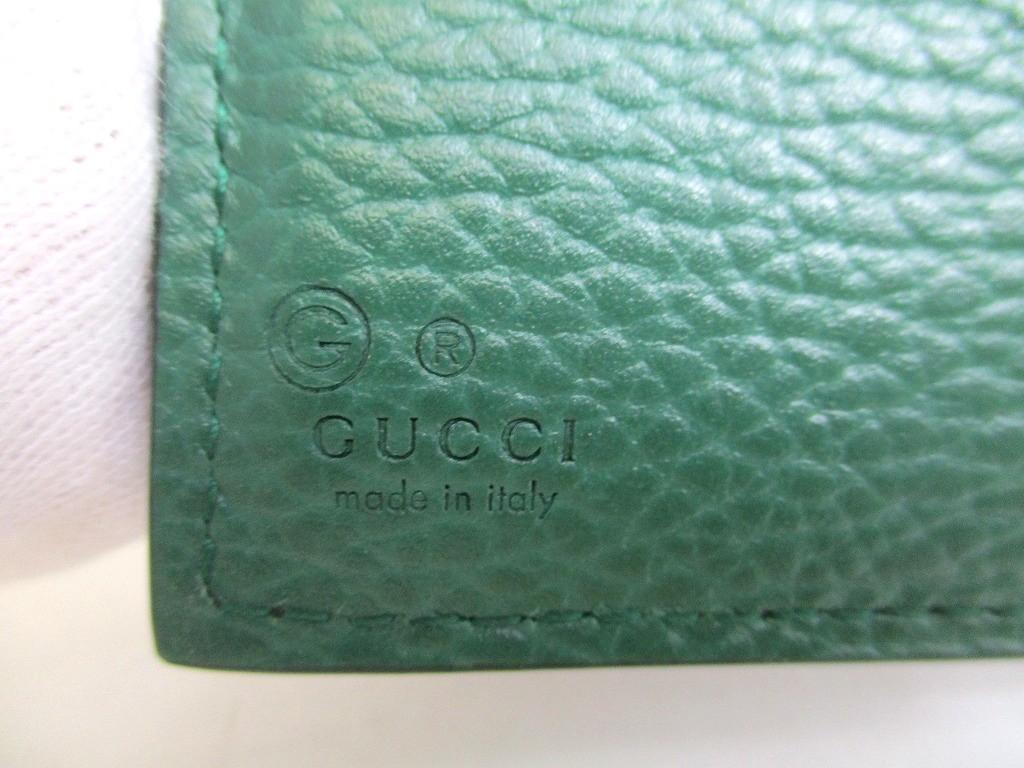 Authentic GUCCI GG Black Green Leather Bifold Wallet Compact Wallet #a845  Refurbished