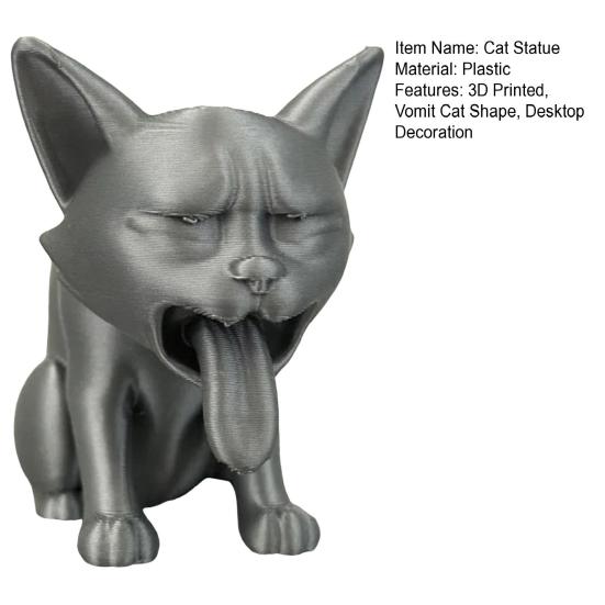 3D Printed Vomit Cat Figurine Plastic Kitten Statue Animal Sculpture