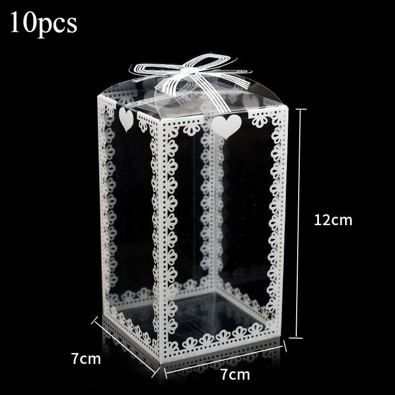 Transparente Plastik-Geschenkbox mit elegantem Band Quadratischer Aufbewahrungsbehälter Einfache Steckmontage Klebefreies Design Ideal für Weihnachten