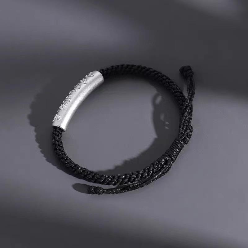 Vintage Six Character Mantra Woven Braided Adjustable Hand Rope Bracelet For Men