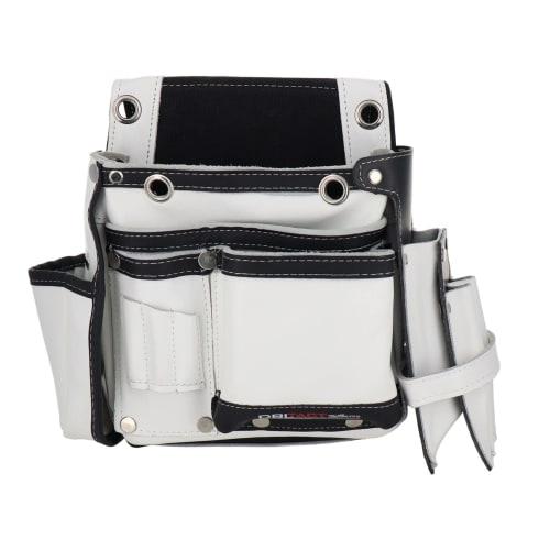 Sankyo Corporation DBLTACT Genuine Leather Superior Nail Bag, 2-Tier with Side Case, White, DTL-99-WH