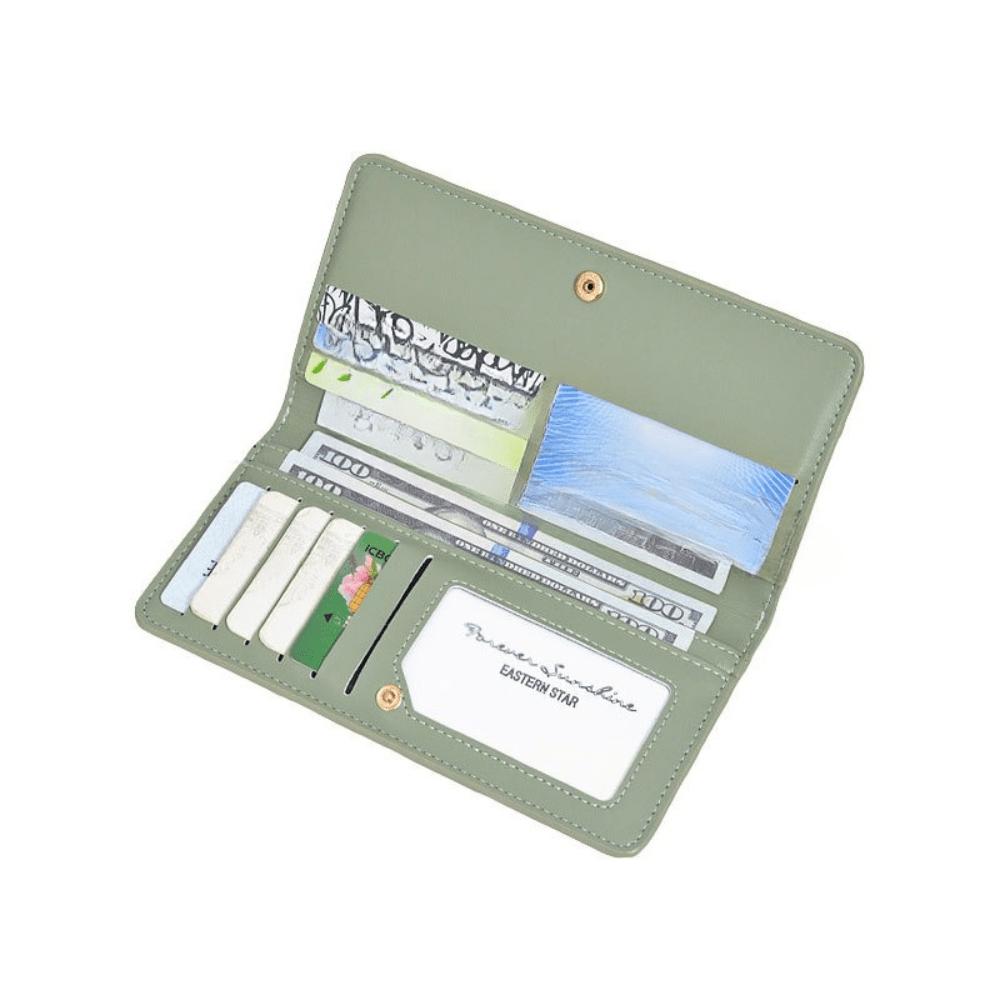 New RFID Anti-theft Brush Women's Wallet Solid Color Ultra-thin Credit Card Bag Zipper Buckle Long Wallet