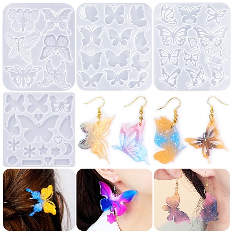 Moules à boucles d'oreilles en forme de papillon accrocheur Moules en silicone pour pendentifs d'oreilles personnalisés pour les amateurs d'artisanat