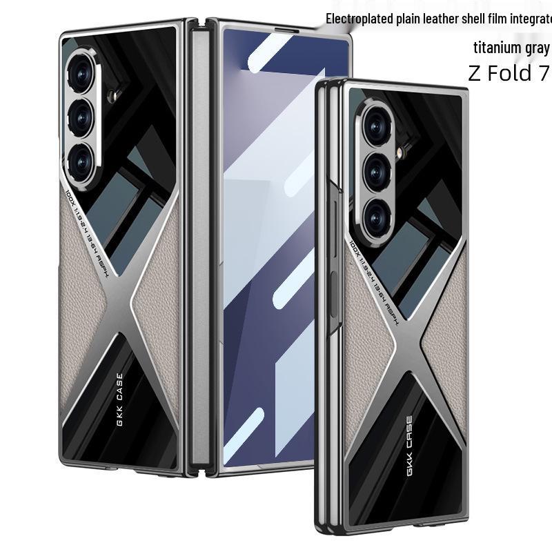 Schutzhülle aus galvanisiertem Leder für Samsung Z Fold7 – stoßfest, elegant und robust für Herren