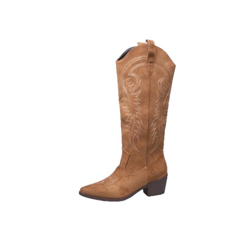 Maillard retro pointed high tube embroidered western cowboy boots women's new versatile and thin knight boots