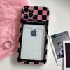 Checkerboard Card-Insertable iPhone 11/12 Pro Case for Women, Fits XR/XS Max.