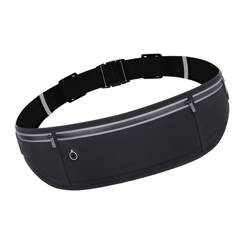 Waist Bag Nylon Large Capacity Waterproof Elastic Lightweight Fanny Pack for Fitness Sports Exercise Black