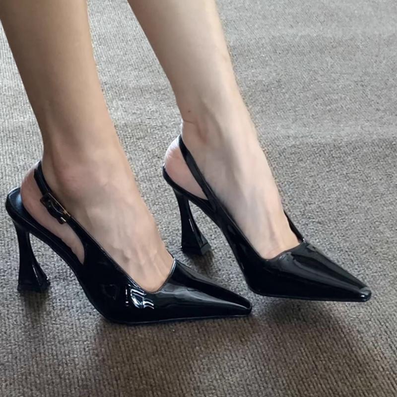 Modă 2025 Noi Sandale de Vară de Lux de Designer pentru Femei Pantofi Fashion cu Vârf Ascuțit cu Barete la Spate Doamnelor Elegante cu Toc Înalt Sandale de Stripper