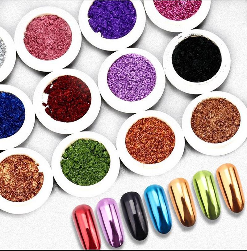 Nail Mirror Chrome Shimmer Glitter Holographic Colorful Dust Metallic Effect Pigment Powder For UV Gel Polish Nail Art Decoration