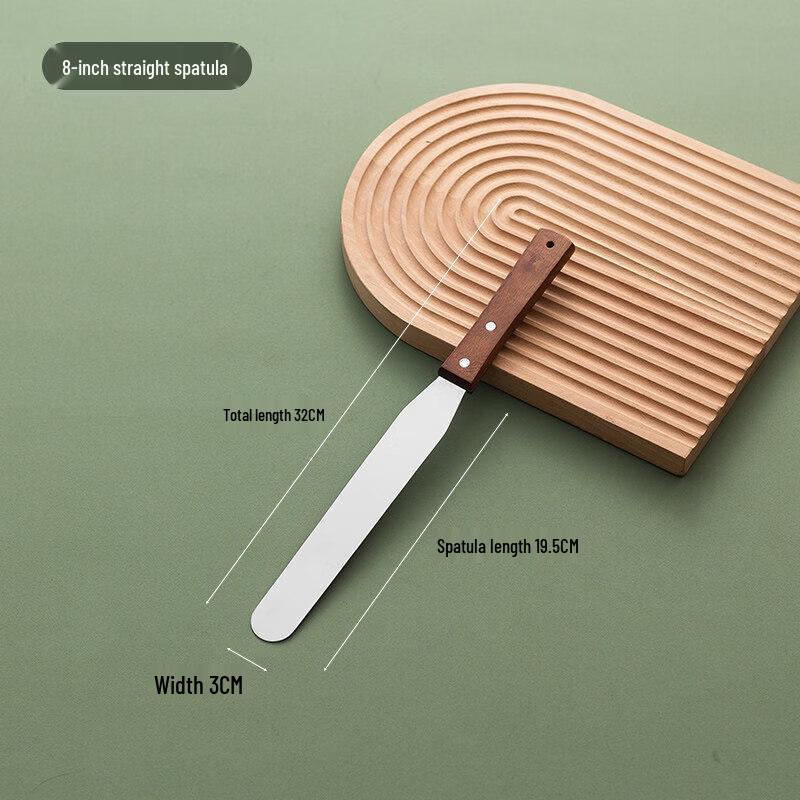 Qiqiwei Wooden Handle Curved Cake Decorating Spatula