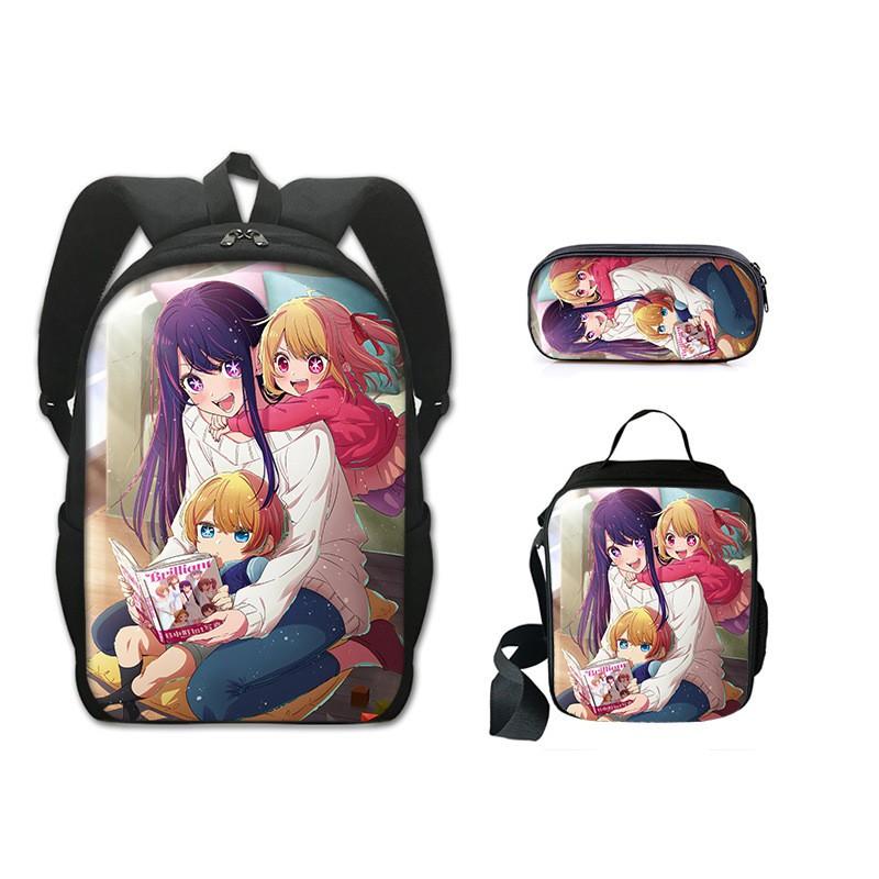 Anime Character School Backpack Set Kids - 3 Piece Bundle With Shoulder Bag Pencil Case 16-inch Laptop Compatible