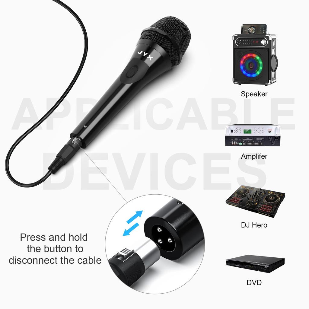 Dynamic Wired Microphone, 6.35mm Cardioid Karaoke Mic for Professional Setting, Handheld Vocal Microphone for Karaoke Machine