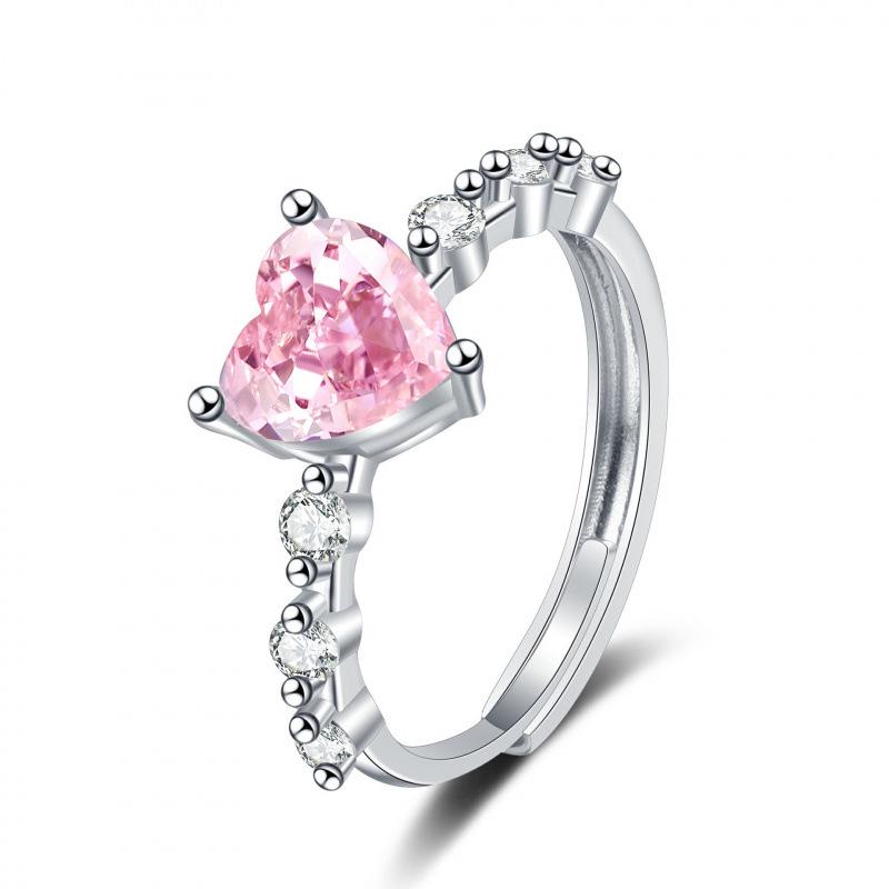 Women's Pink Zircon Micro-inlaid Ring: Elegant European & American Style Finger Jewelry