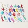20pcs Enamel Striped Fish Charms Pendant 18x5mm Stainless Steel DIY Jewelry Making Accessories Findings for Earrings Necklace