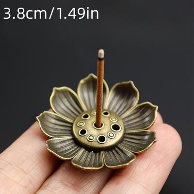 1 pieza, mini soporte para incienso de flor de loto, quemador de incienso de metal, adorno artesanal para spa, yoga, meditación, decoración del hogar, decoración de habitaciones, regalos