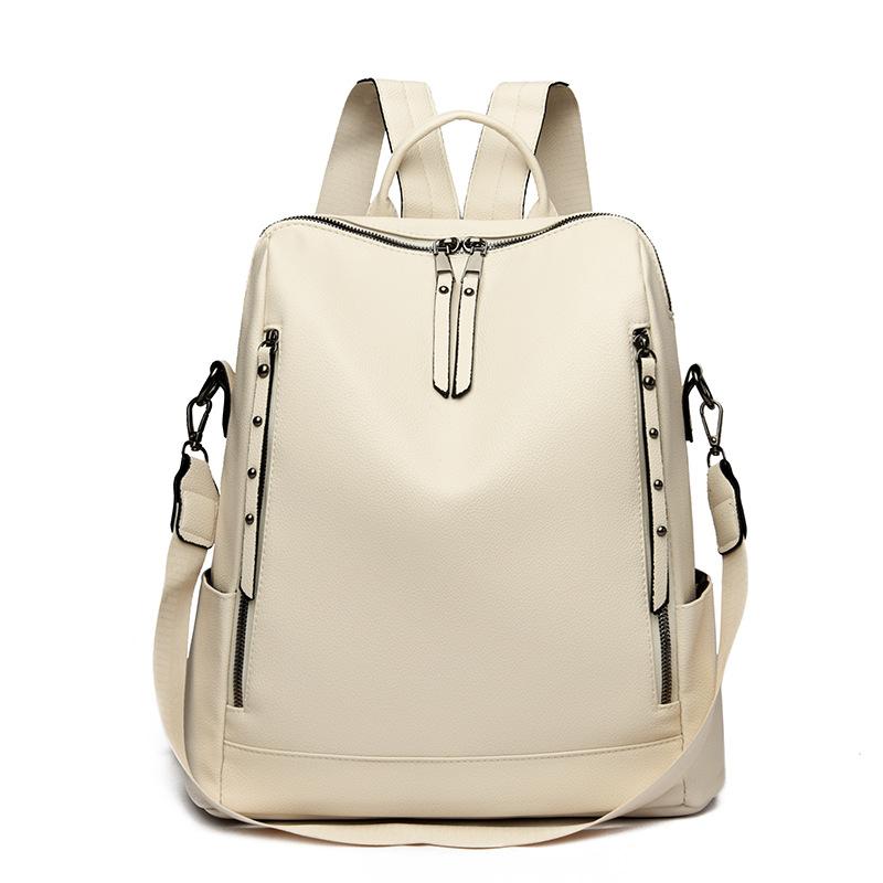 Damen-Rucksack, große Kapazität, Diebstahlschutz, weiches Leder, Reise-Schulter-Umhängetasche