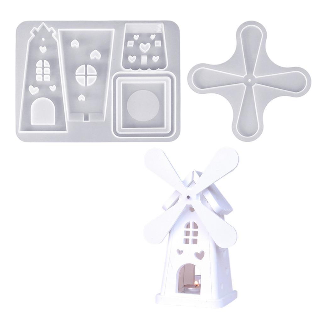 Candle Holder Silicone Mold Rotating Windmill Shape Handmade Art Supplies Silicone Texture for Making Candle Holder