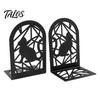 Hollow Metal Bookend 1 Pair Cat Bookends, Decorative Heavy Book Ends Anti-slip for Shelf, Non-Skid Black Stopper Home Office Desk