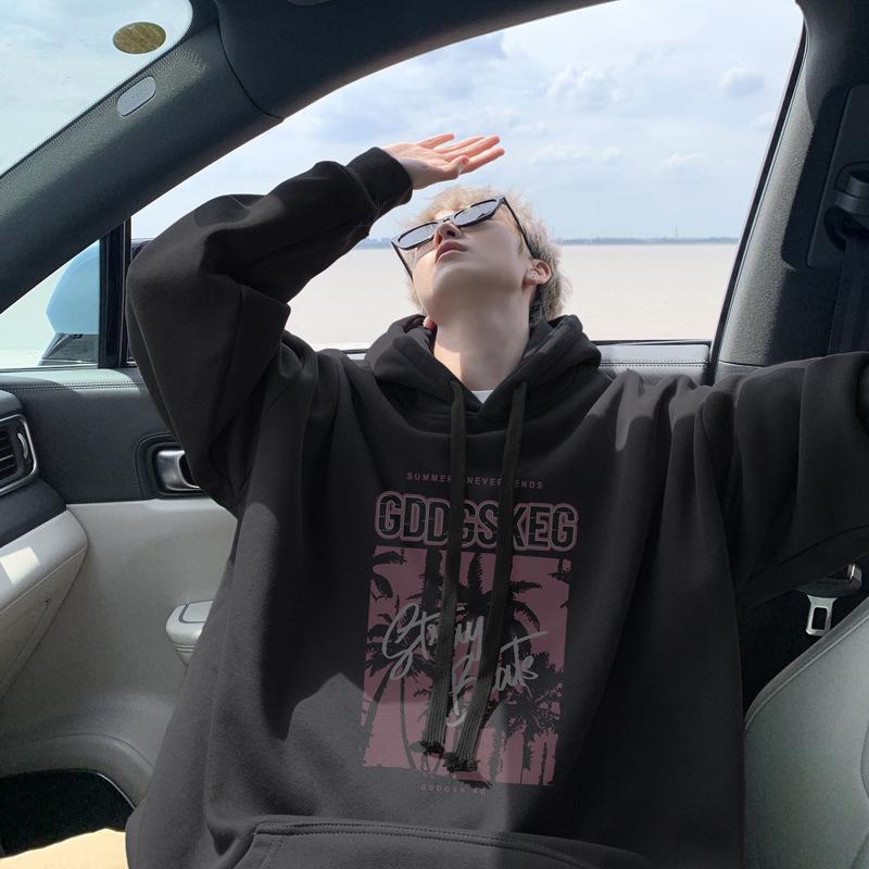 Hooded Sweater Men's Autumn Trend Brand American Retro Trend Printing Loose Long-sleeved Teen Jacket