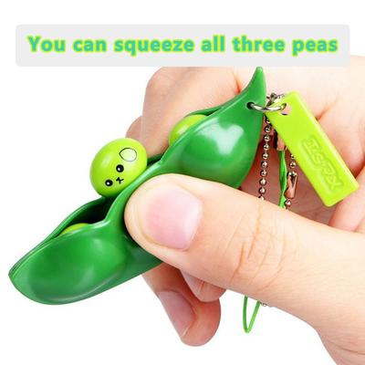1 Pezzo Confezione Giocattoli Fidget Portachiavi Decompressione Giocattoli Edamame Morbidi Schiaccia Piselli Fagioli Portachiavi Carino Stress Giocattolo per Adulti Portachiavi