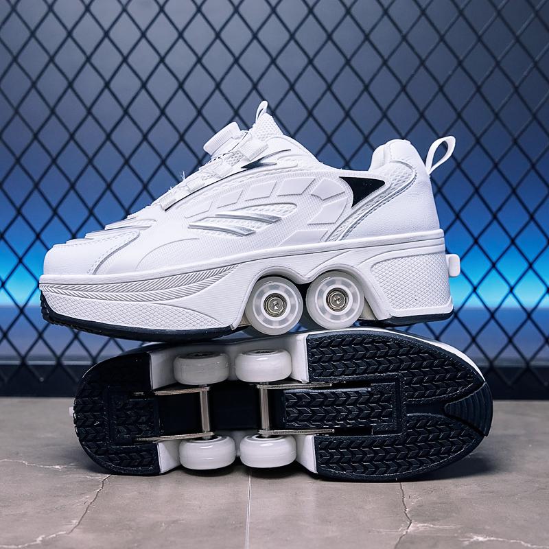 Boys/Girls Skate Roller Shoe Four-wheel Dual-use Roller Skates Double Row Walking Shoes Roller Skates Boys Skate Shoes Girl Skate Shoes