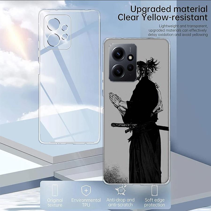 Manga Vagabond Phone Case For Redmi Note 14 15 Pro 5G 13 12 Pro Plus 11 11T 11E 11S 10 Pro 10S 9 9S Cover Cell Clear TPU Capa Co