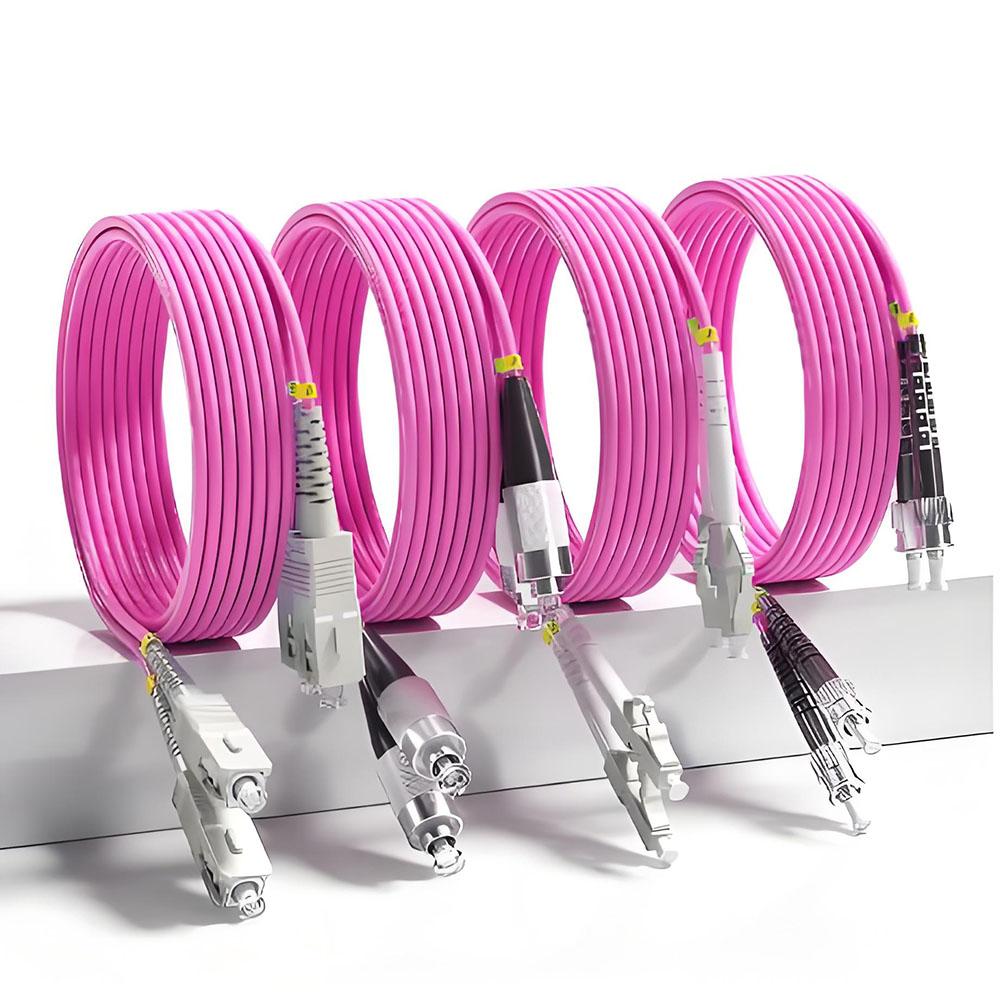 Fiber Patch Cord Cable OM4 LC/UPC-ST/UPC MM Multi Mode Duplex 50/125 FTTH 40Gbps Rose for Enterprise & Campus Networks