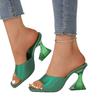 Mules Carrées à Talons Hauts Style Européen & Américain, Sandales Claquettes Sexy Polyvalentes à Bout Ouvert et Talon Cristal