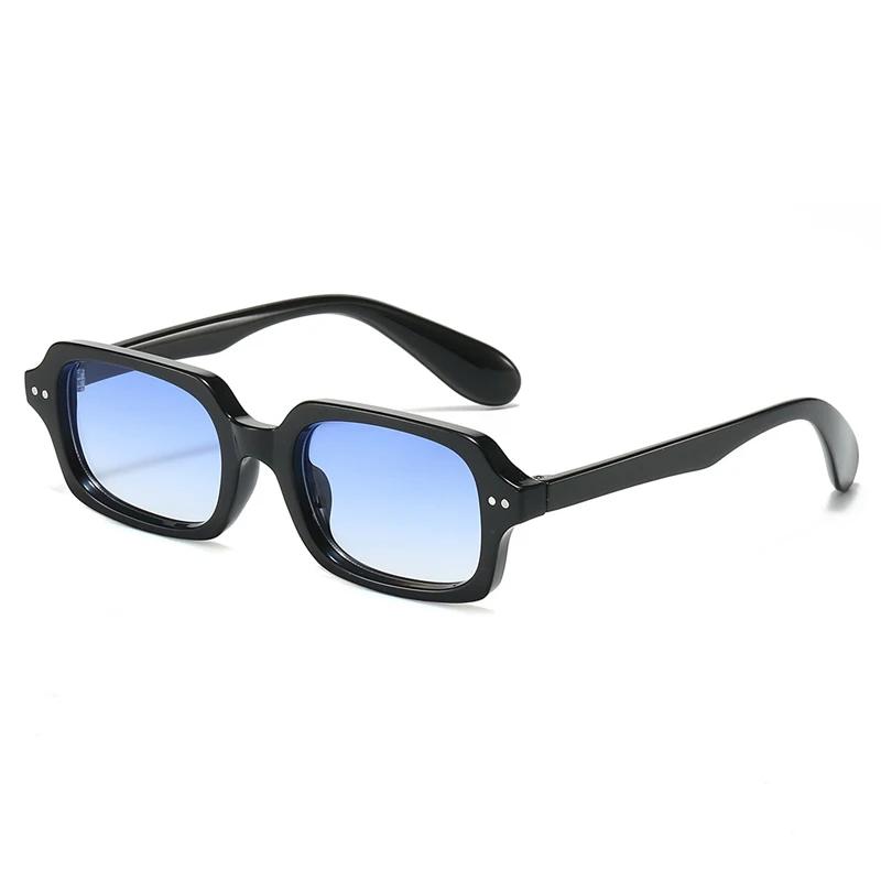 SO&EI Retro Small Rectangle Men Rivets Sunglasses Fashion Jelly Color Gradient Shades UV400 Women Sun Glasses