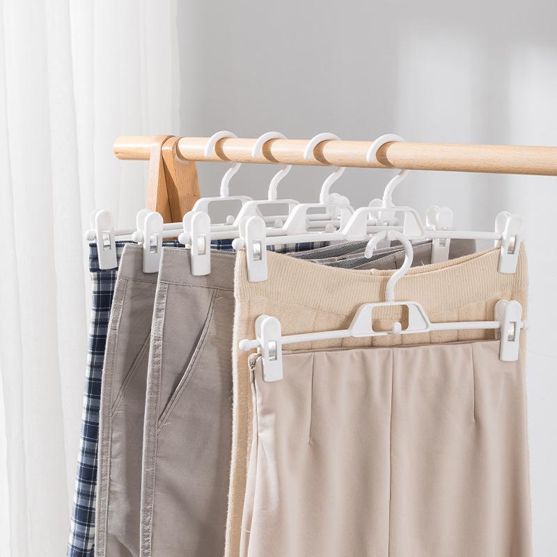 5PCS Skirt Peg Hanger Traceless Plastic Pants Rack Multifunctional Household Hanger Adjustable Trouser Clips Save Space Hanger