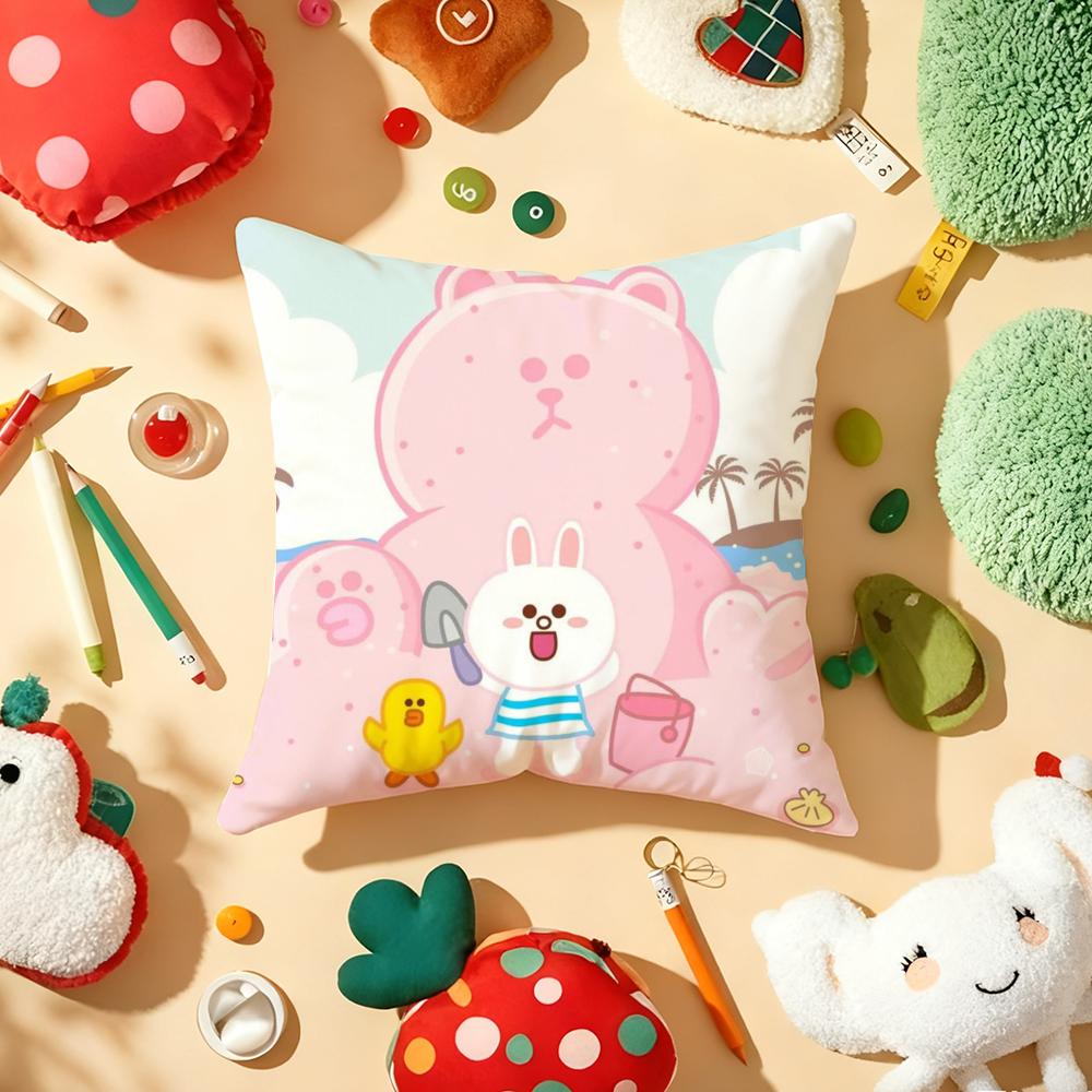 Kingdom L-Line F-Friends Pillow Case Plush Fabric Soft Double-Sided Printed Sofa Warm Winter Home Gift Cushion Cover